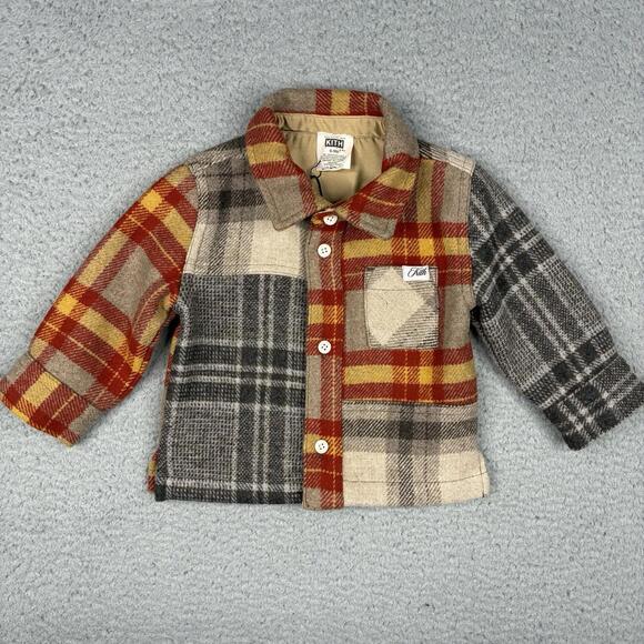 KITH Other - Kith Kids Ginza Wool Flannel Shirt 6–9M Red Plaid Button Up Streetwear NWT